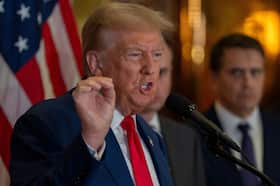 Republican presidential nominee Donald Trump speaks at Trump Tower in New York on Friday.