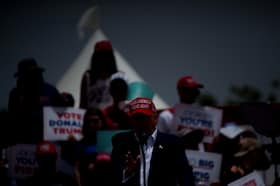 Former president Donald Trump speaks during a rally in Las Vegas on June 9. (Eric Thayer for The Washington Post)